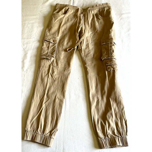 Men's Cargo Jogger Pants Soft Cotton Twill With Stretch Comfort Lounge Active - Picture 4 of 12